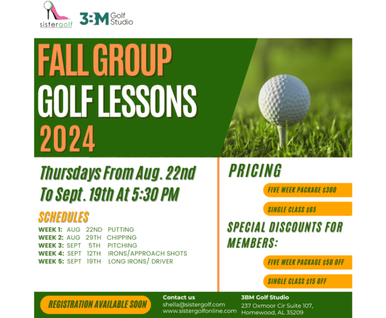 Fall Group Golf Lessons – From Thursdays, August 22nd to September 19th, 2024